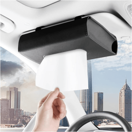 Car Sun Visor Large Tissue Box Holder E28093 Black