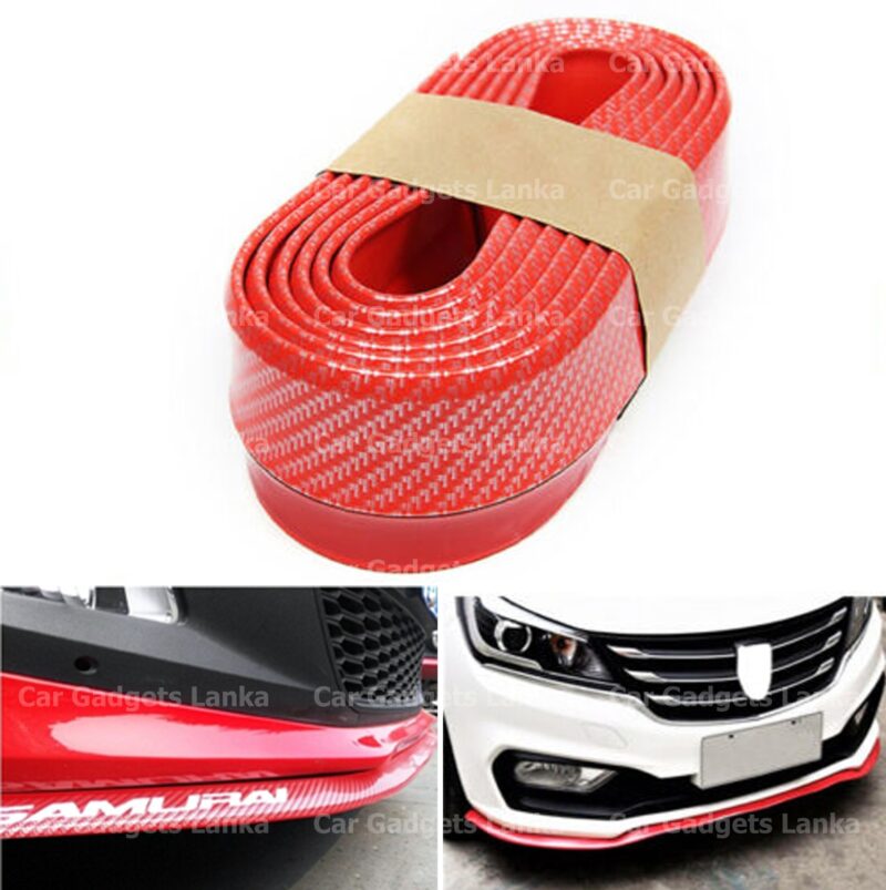 Car front bumper lip guard rubber Red 3