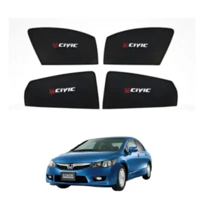 Honda Civic High Quality Sun Shade with Logo 4Pcs – Black – 2006-2011