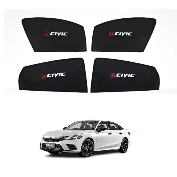 Honda Civic High Quality Sun Shade with Logo 4Pcs E28093 Black E28093 2022 2023