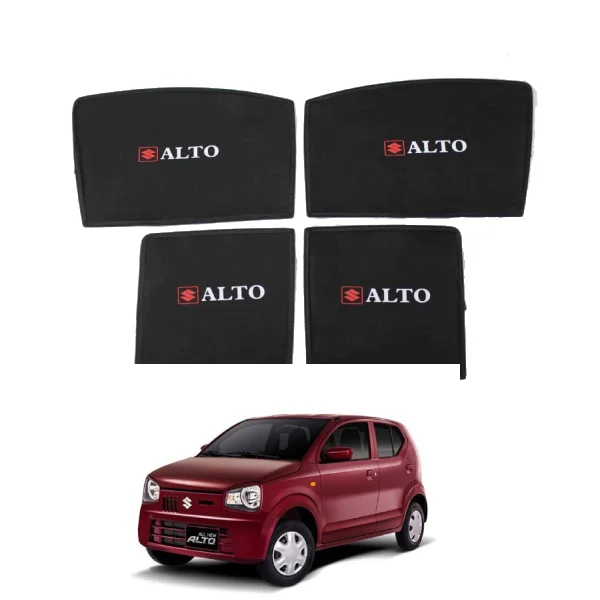 Suzuki Alto New 660CC High Quality Sun Shade with Logo 4Pcs E28093 Black E28093 2019 2024