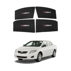 Toyota Corolla High Quality Sun Shade with Logo 4Pcs – Black – 2008-2012