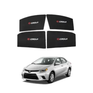 Toyota Corolla High Quality Sun Shade with Logo 4Pcs – Black – 2014-2021