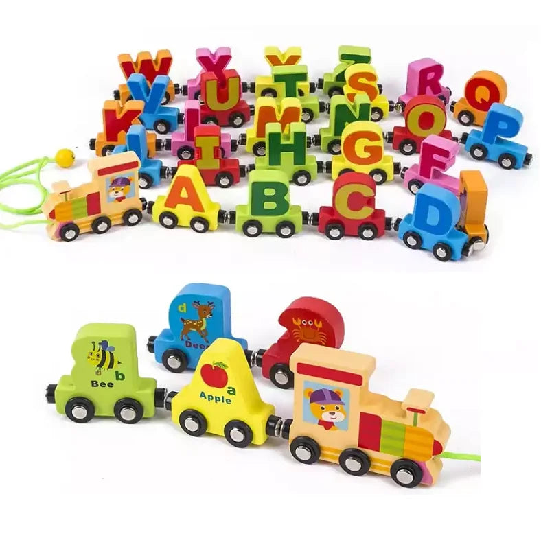 Magnetic Alphabet Double Sided Pattern Wooden Train 6