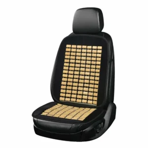 Plush Velvet Flat Massage Wooden Bead Car Seat Cover – Black – 2pcs