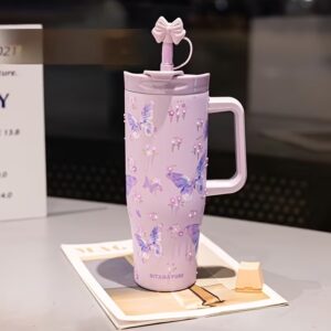 Lilac Butterfly Vacuum Tumbler 40oz – Premium Travel Cup for Hot & Cold Beverages