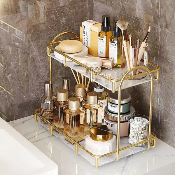 2-Layer Cosmetic Organizer Shelf – Makeup & Skincare Storage Rack