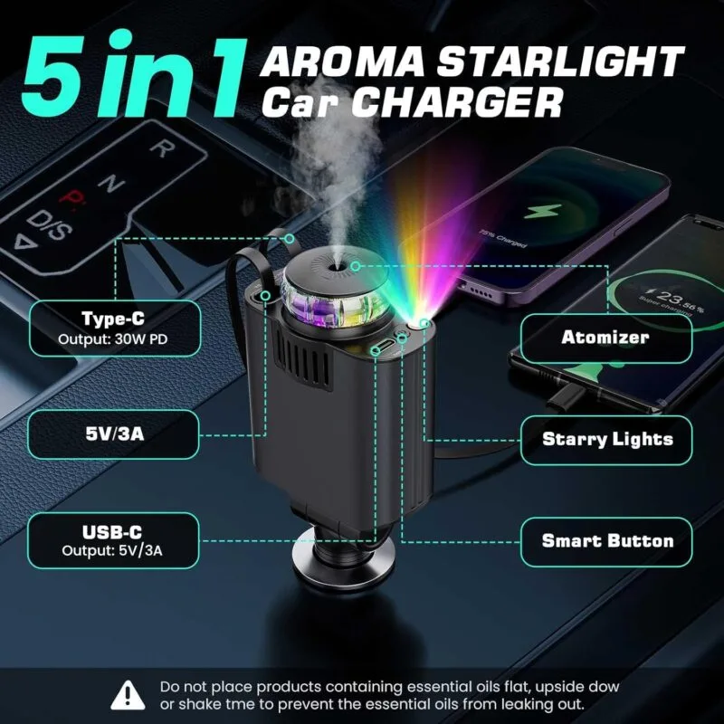 5-in-1 Car Charger with Starlight