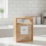 Bamboo Grain Storage Box – Airtight Square Container for Rice & Cereal