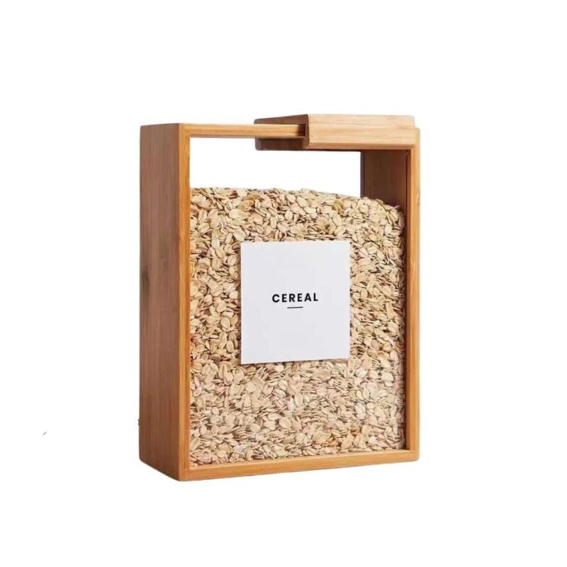 Bamboo Grain Storage Box – Airtight Square Container for Rice & Cereal