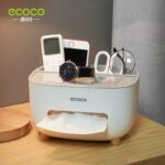 Multipurpose Desktop Tissue Box – 3-Compartment Organizer with Removable Lid