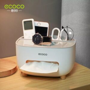 Multipurpose Desktop Tissue Box – 3-Compartment Organizer with Removable Lid