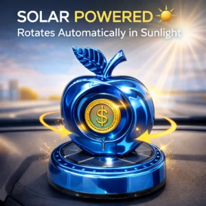Solar Powered Rotating Apple Dashboard Ornament | Car Decor