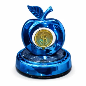 solar powered rotating apple dashboard ornament car decor 2
